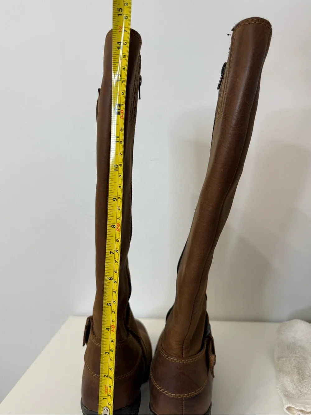 B.O.C. Distressed Brown Leather Buckle Riding Boots Stacked Block Heel Size 9.5